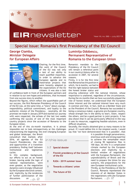 Special Issue: Romania's First Presidency of the EU Council