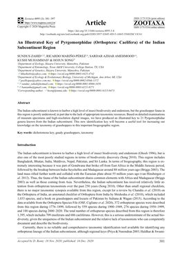 An Illustrated Key of Pyrgomorphidae (Orthoptera: Caelifera) of the Indian Subcontinent Region