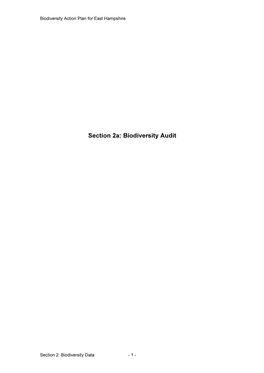 Section 2A: Biodiversity Audit
