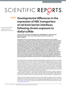 Developmental Differences in the Expression of ABC Transporters at Rat Brain Barrier Interfaces Following Chronic Exposure to Di