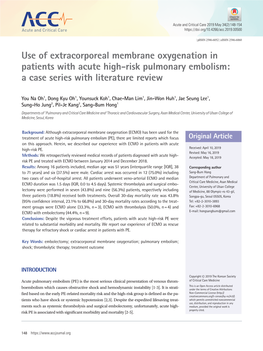 Use of Extracorporeal Membrane Oxygenation in Patients with Acute High-Risk Pulmonary Embolism: a Case Series with Literature Review