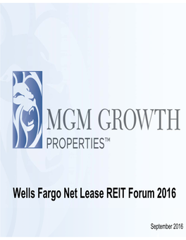 Wells Fargo Net Lease REIT Forum 2016