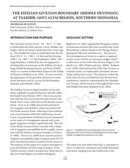 The Eifelian Givetian Boundary (Middle Devonian) at Tsakhir, Govi Altai Region, Southern Mongolia