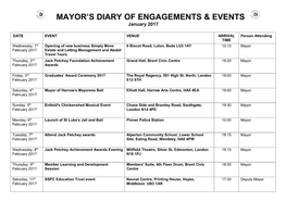 Mayor's Diary of Engagements & Events