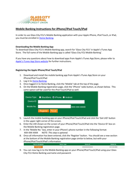 Mobile Banking Instructions for Iphone/Ipod Touch/Ipad