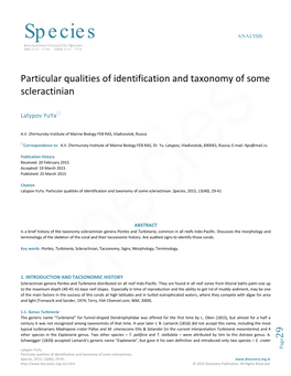 Species ANALYSIS International Journal for Species ISSN 2319 – 5746 EISSN 2319 – 5754