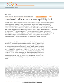 New Basal Cell Carcinoma Susceptibility Loci