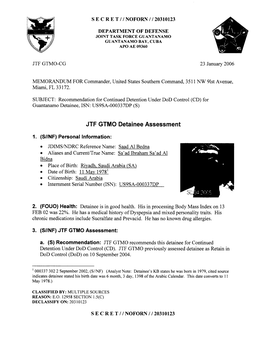 JTF GTMO Detainee Assessment