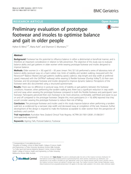 Preliminary Evaluation of Prototype Footwear and Insoles to Optimise Balance and Gait in Older People Hylton B