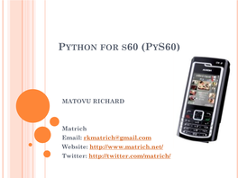 Python for S60 (Pys60)