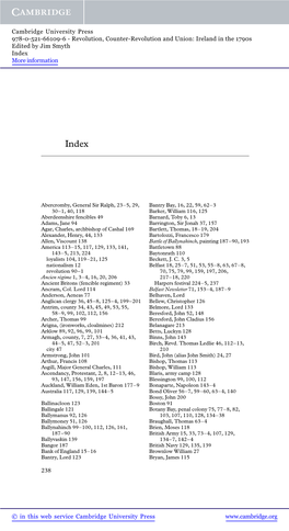 Revolution, Counter-Revolution and Union: Ireland in the 1790S Edited by Jim Smyth Index More Information