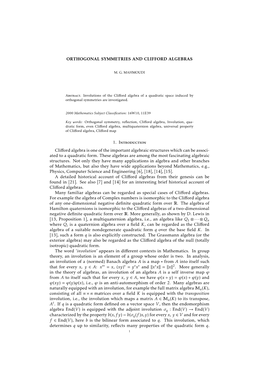 Orthogonal Symmetries and Clifford Algebras 11