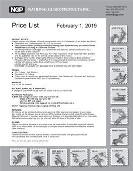 Price List February 1, 2019 ACOUSTICAL