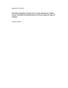 Microbial Community Structure in Rice, Crops, and Pastures Rotation Systems with Different Intensification Levels in the Temperate Region of Uruguay