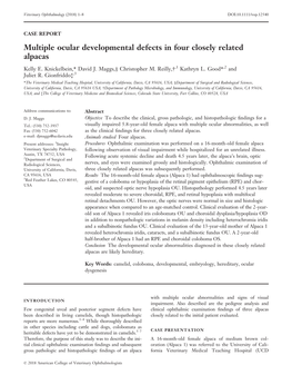 Multiple Ocular Developmental Defects in Four Closely Related Alpacas