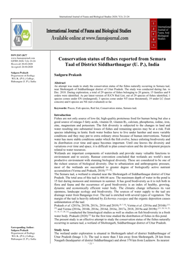 Conservation Status of Fishes Reported from Semara Taal of District