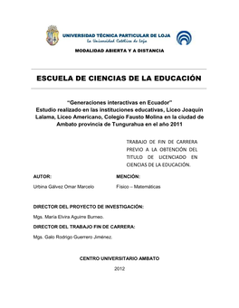 Escuela De Ciencias De La Educación