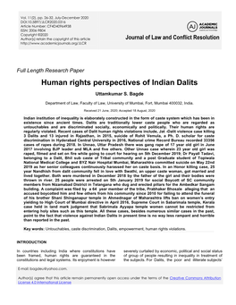 Human Rights Perspectives of Indian Dalits