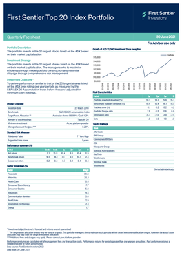 First Sentier Top 20 Index Portfolio