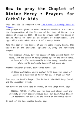 How to Pray the Chaplet of Divine Mercy • Prayers for Catholic Kids