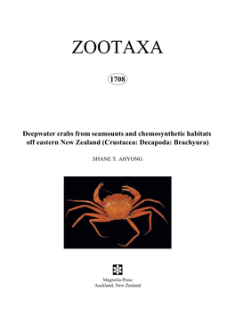 Zootaxa, Deepwater Crabs from Seamounts And