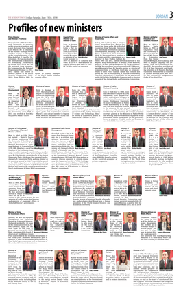 Profiles of New Ministers