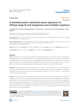 A Bendamustine Resistance Gene Signature in Diffuse Large B-Cell Lymphoma and Multiple Myeloma