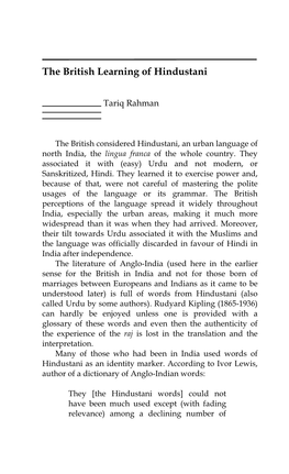 The British Learning of Hindustani