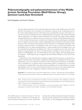 Palynostratigraphy and Palaeoenvironment of the Middle Jurassic Sortehat Formation (Neill Klinter Group), Jameson Land, East Greenland