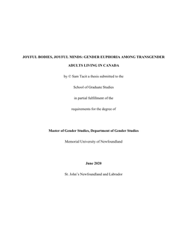 Joyful Bodies, Joyful Minds: Gender Euphoria Among Transgender