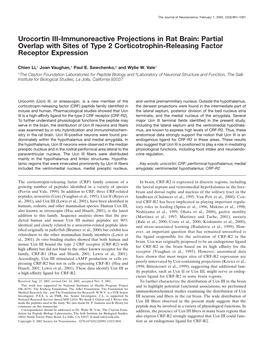 Urocortin III-Immunoreactive Projections in Rat Brain: Partial Overlap with Sites of Type 2 Corticotrophin-Releasing Factor Receptor Expression