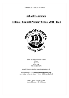 School Handbook Hilton of Cadboll Primary School 2021 -2022
