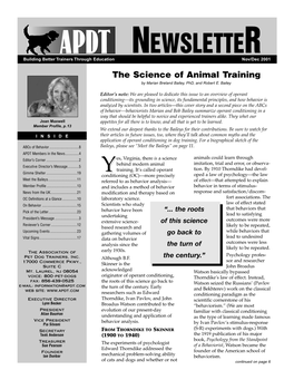 NEWSLETTER Building Better Trainers Through Education Nov/Dec 2001