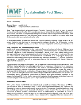 Acalabrutinib Fact Sheet