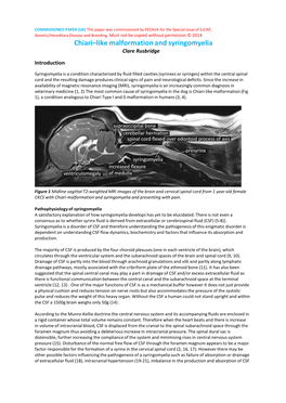 Chiari–Like Malformation and Syringomyelia Clare Rusbridge