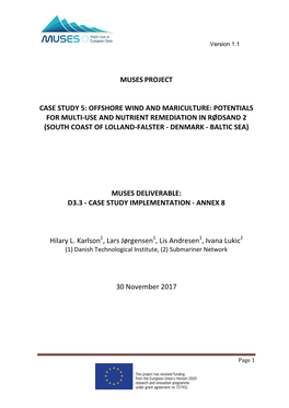 Case Study 5: Offshore Wind and Mariculture: Potentials for Multi-Use and Nutrient Remediation in Rødsand 2 (South Coast of Lolland-Falster - Denmark - Baltic Sea)