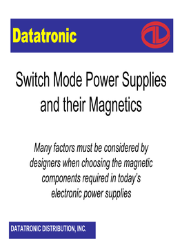 Switch Mode Power Supplies and Their Magnetics Tutorial