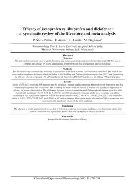 Efficacy of Ketoprofen Vs. Ibuprofen and Diclofenac: a Systematic Review of the Literature and Meta-Analysis P