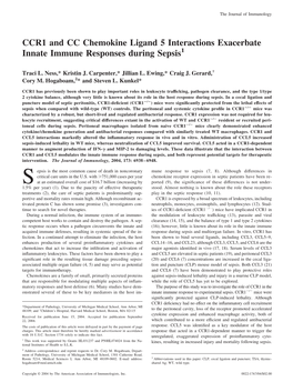 Responses During Sepsis Interactions Exacerbate Innate Immune CCR1