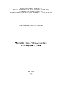 Aleksandr Nikoláevitch Afanássiev E O Conto Popular Russo