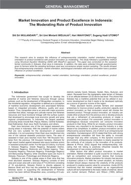 Market Innovation and Product Excellence in Indonesia: the Moderating Role of Product Innovation