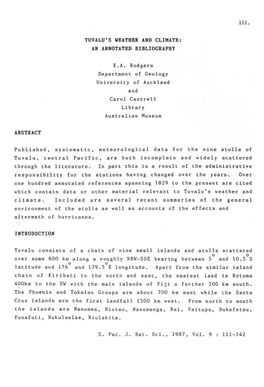 Abstract Tuvalu's Weather and Climate