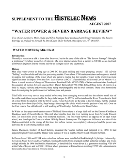 Water Power & Severn Barrage Review