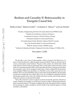 Retrocausality in Energetic Causal Sets Arxiv:1902.05082V3 [Gr-Qc]