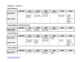 Ministry Schedule