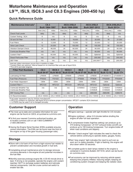 Motorhome Maintenance and Operation L9™, ISL9, ISC8.3 and C8.3 Engines (300-450 Hp)