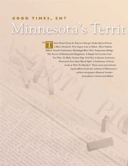 Good Times, Eh? : Minnesota's Territorial Newspapers