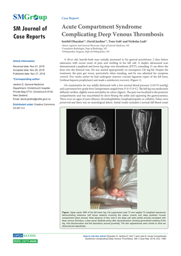 Acute Compartment Syndrome Complicating Deep Venous Thrombosis
