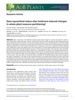 Does Mycorrhizal Status Alter Herbivore-Induced Changes in Whole-Plant Resource Partitioning?