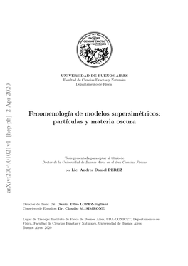 Partículas Y Materia Oscura Arxiv:2004.01021V1 [Hep-Ph]